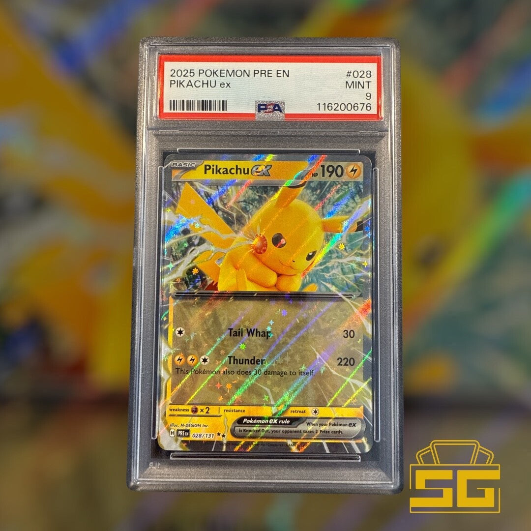Pikachu ex #028/131 Holo (PSA 9 MINT) - 2025 Pokémon Prismatic Evolutions